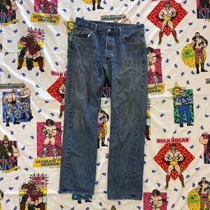 Levi's 501 Men's Jeans 34x34, Blue, Zipper Fly, Dark Wash, Straight Leg, Regular